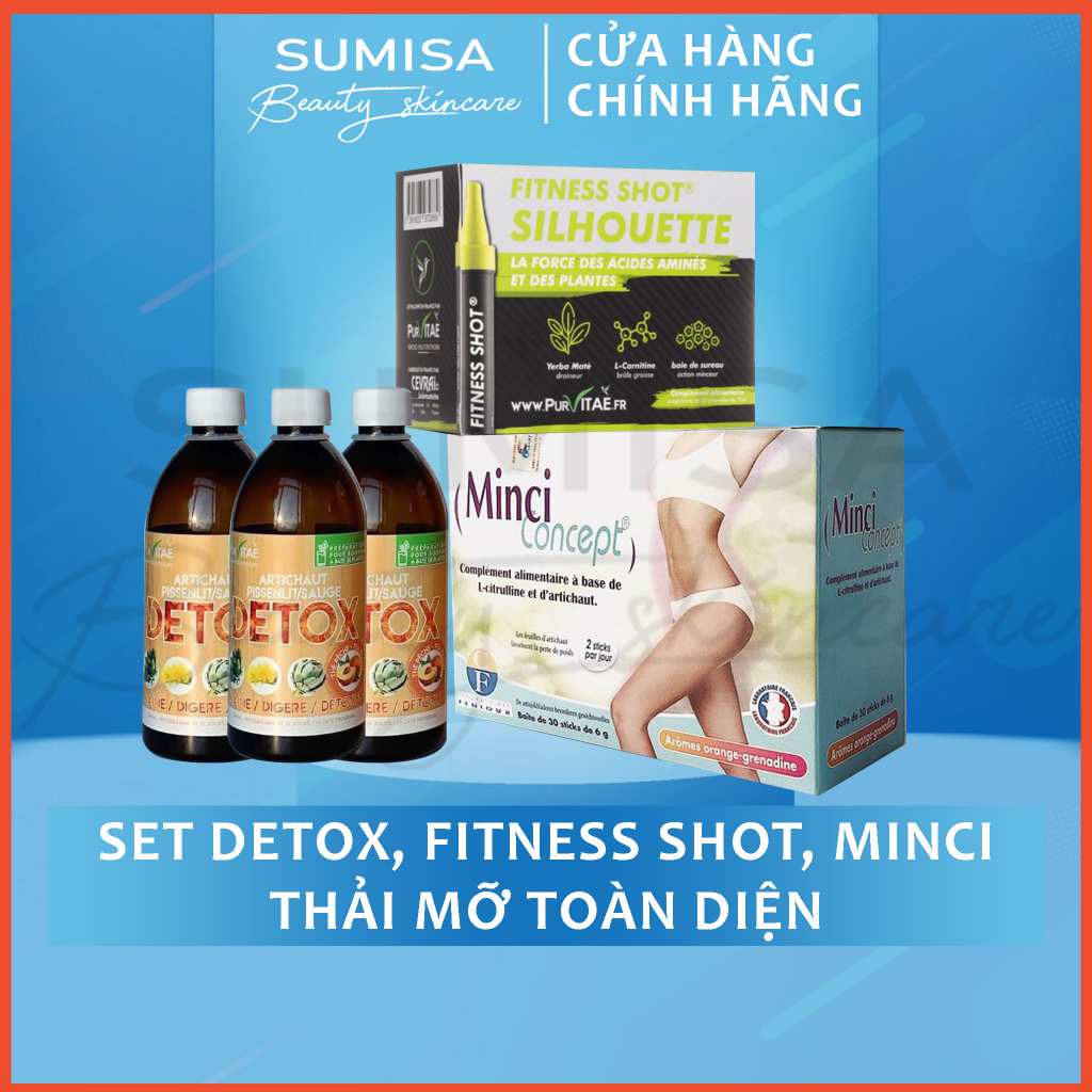 Set Detox, Fitness shot, Minci concept Thải mỡ toàn diện với sản phẩm tự nhiên an toàn từ Pháp