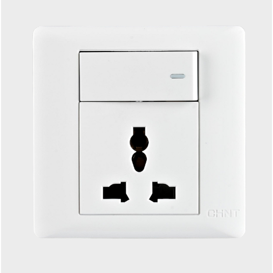 CHINT NEW7G - CÔNG TẮC 1 CHIỀU 16A 250V KÈM Ổ CẮM ĐƠN 13A 250V CHUẨN QUỐC TẾ