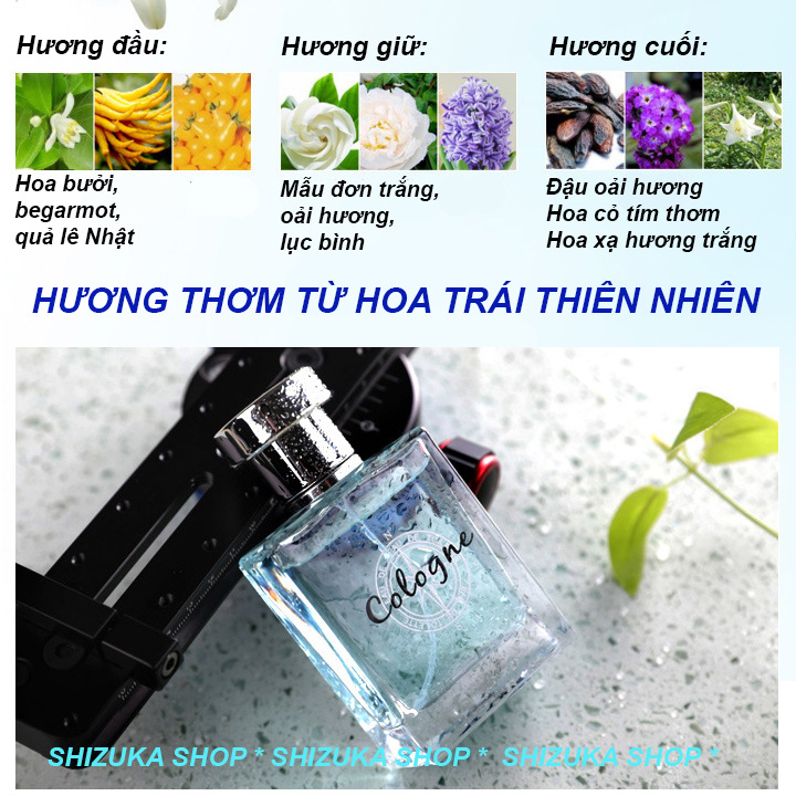 Nước Hoa Nam Cologne Chính Hãng Thơm Lâu Lôi Cuốn Mạnh Mẽ Nam Tính 50ml