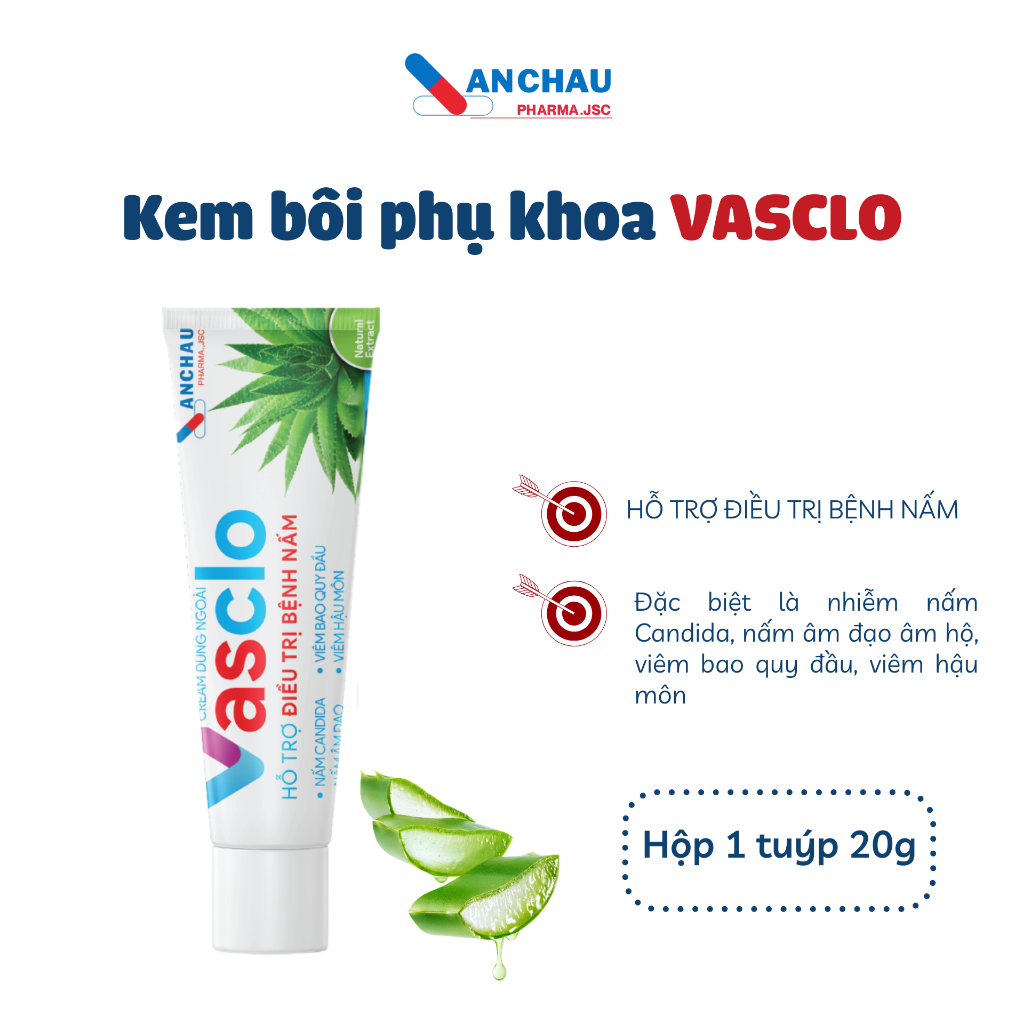 Gel bôi phụ khoa VASCLO giúp giảm nấm ngứa Candida, chăm sóc vùng kín, dưỡng ẩm - An Châu
