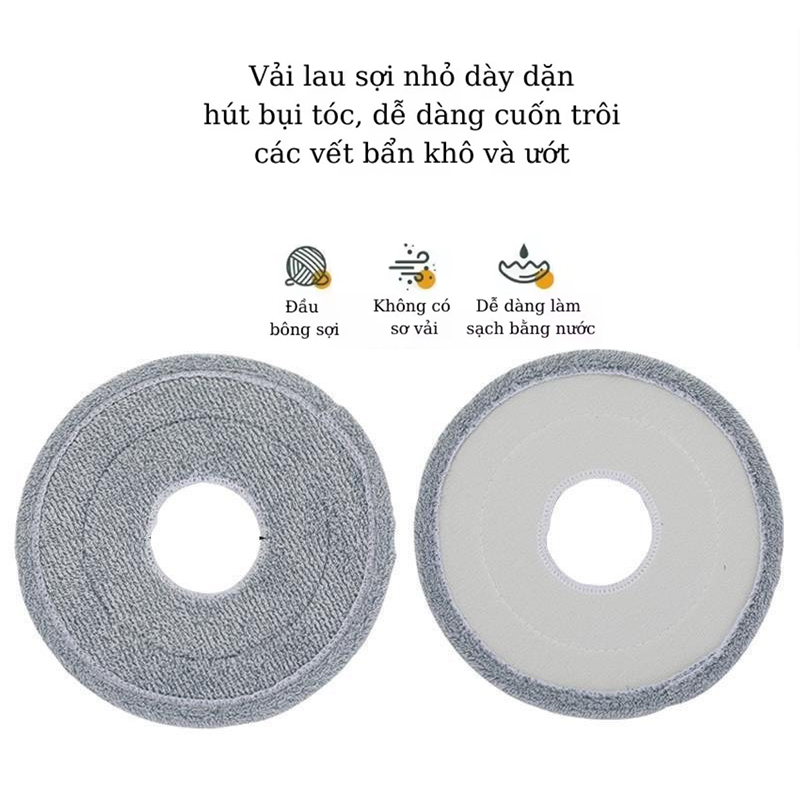Bông Lau Nhà Thay Thế Cây Lau Nhà K9, Bộ lau nhà tròn tách nước bẩn ,bông lau tròn giặt vắt dieulinhshop