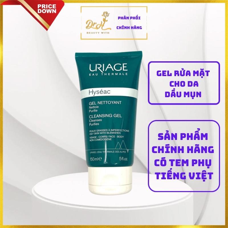 [CHÍNH HÃNG] Sữa rửa mặt Uriage cho da dầu, mụn , da hỗn hợp Uriage Hyseac Gel Nettoyant 150ml