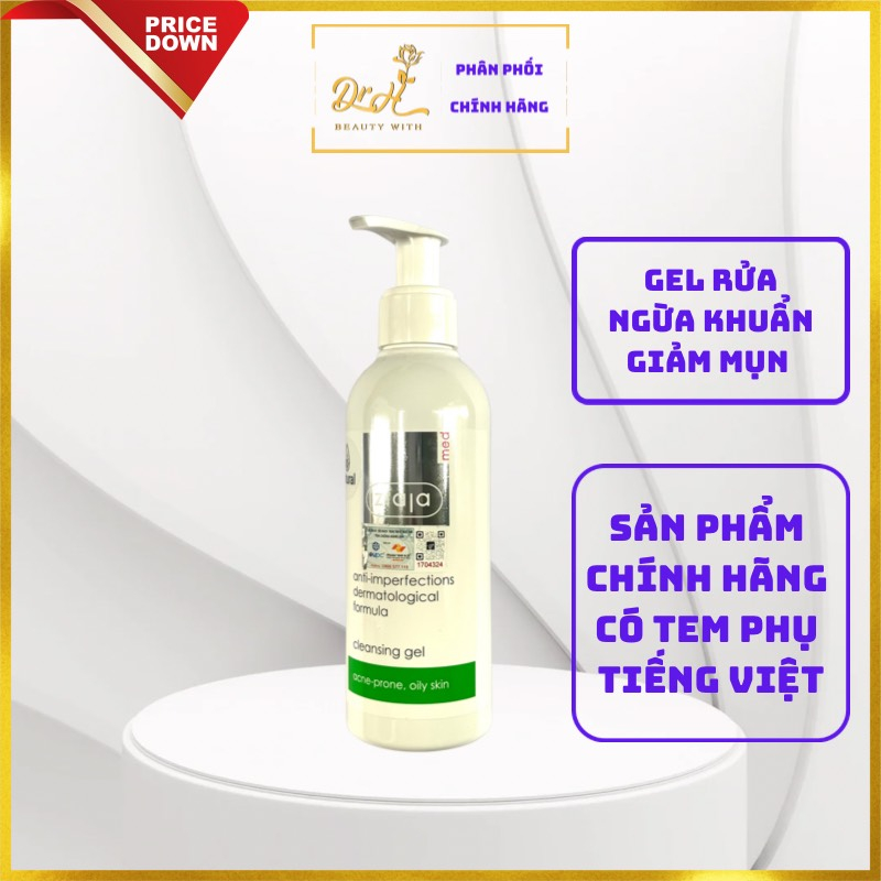 Sữa Rửa Mặt Giảm Mụn Ngừa Khuẩn Ziaja Med Anti Imperfections Formula Cleansing Gel 200ml