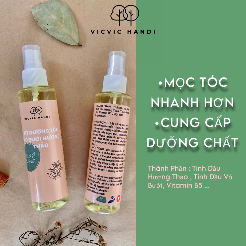 Xịt Kích Mọc Tóc Hương Thảo Vỏ Bưởi VicVic Handi - Mỹ Phẩm Bầu - Mỹ phẩm Thiên Nhiên