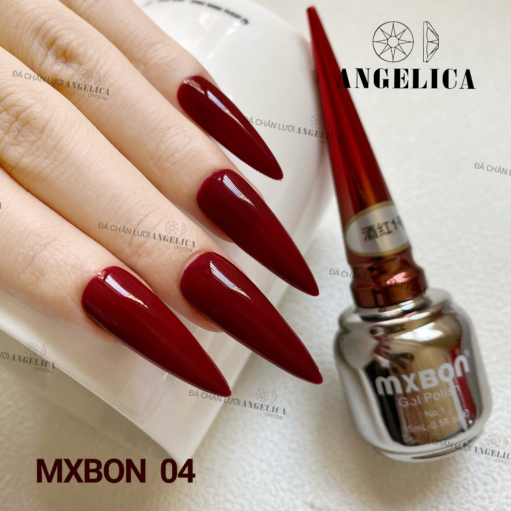 Set sơn gel đỏ mxbon loại 1 tôn da trang trí móng lên chuẩn màu nails ANGELICA