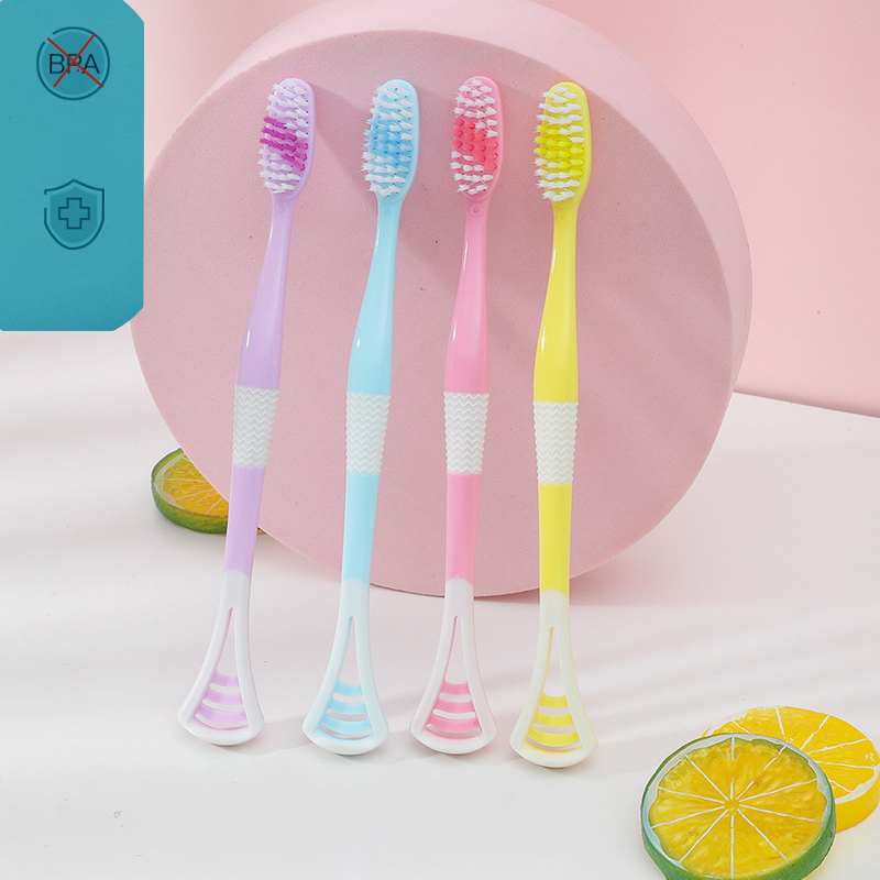 Set 8/10 Bàn Chải Đánh Răng Than Tre Tiện Lợi, Bàn chải đánh răng có thiết kế cạo lưỡi-DREAM