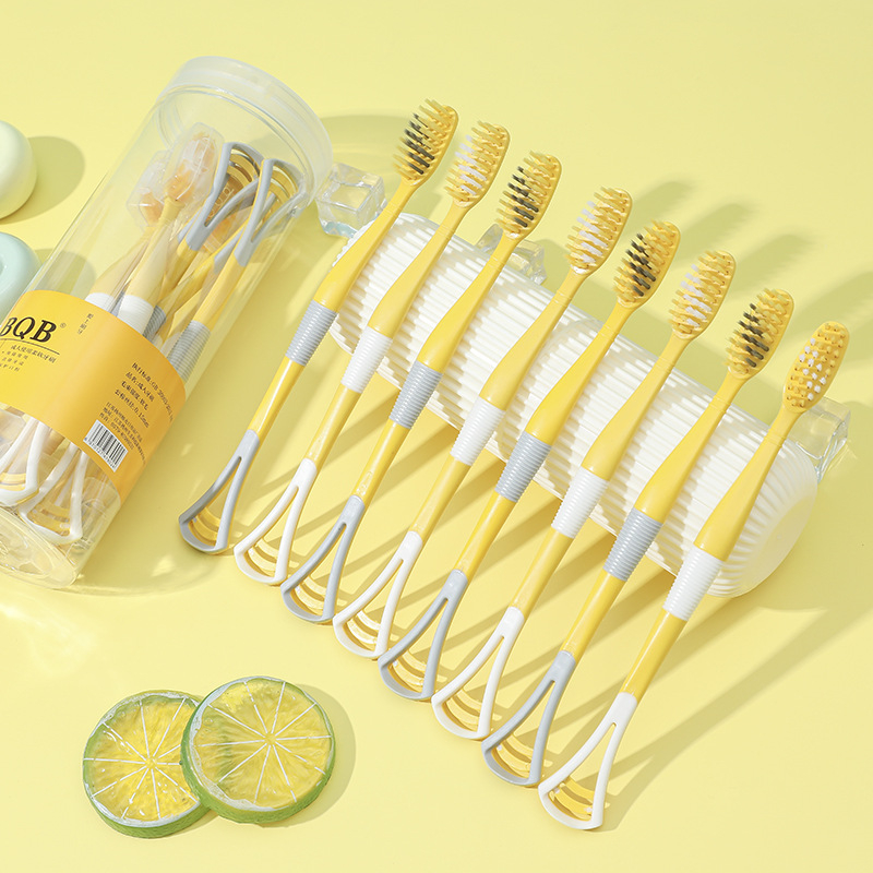 Set 8/10 Bàn Chải Đánh Răng Than Tre Tiện Lợi, Bàn chải đánh răng có thiết kế cạo lưỡi-DREAM