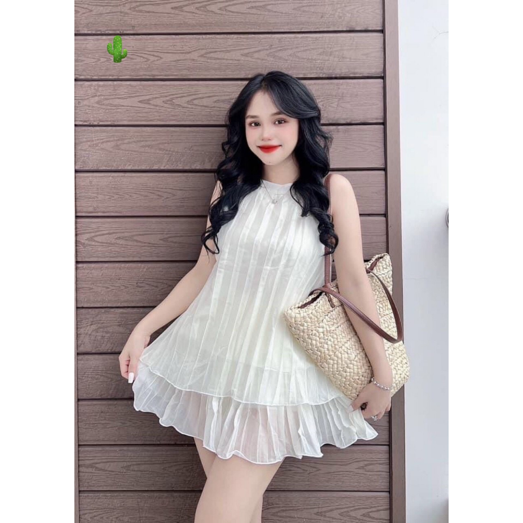 sét bộ cổ yếm dáng xòe xếp ly mùa hè 2023 pc