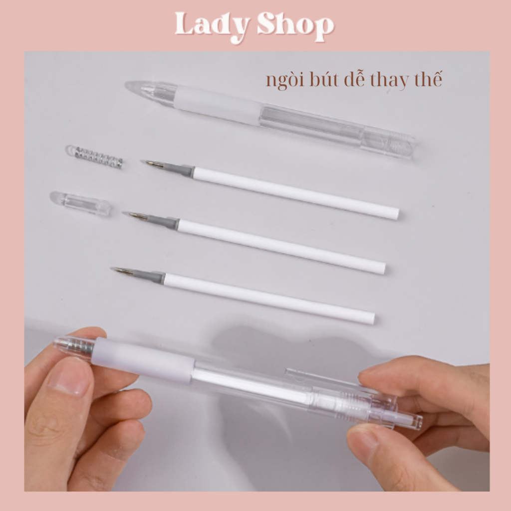 Bút Bi Mực Đen Ngòi 0.5mm Vỏ Trong Suốt Dành Cho Học Sinh | Văn Phòng