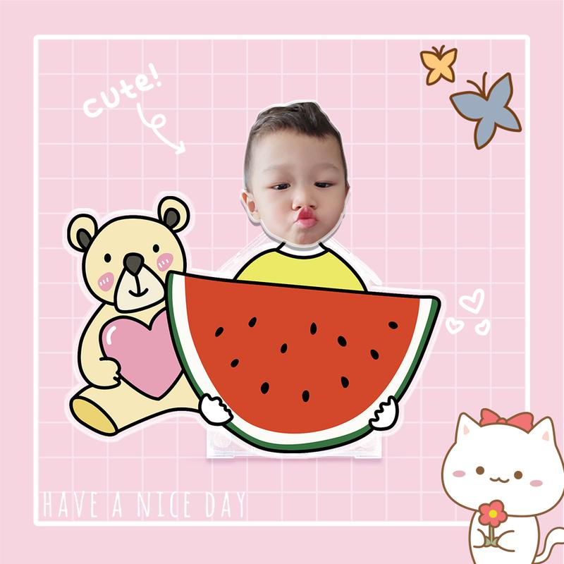 Mô hình standee lắc đầu chạy pin ghép mặt bé theo yêu cầu chibi cute làm quà tặng, trang trí ô tô, để bàn