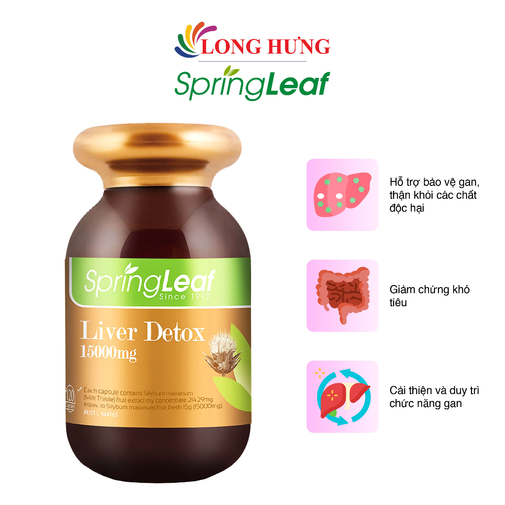 Viên uống Spring Leaf Liver Detox 15000mg hỗ trợ thải độc gan (60 viên)