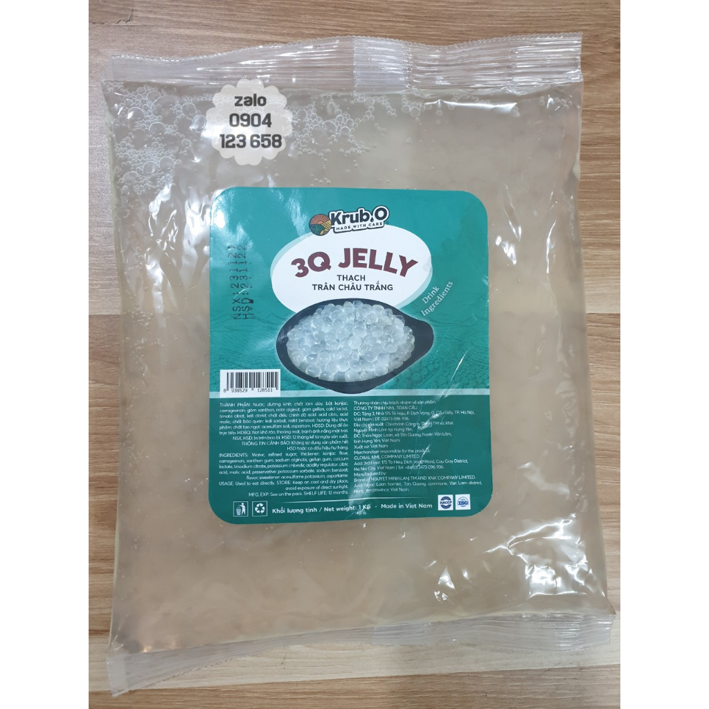 Thạch 3q trắng gói 1kg - trân châu ngọc trai loại 1kg tiện dụng