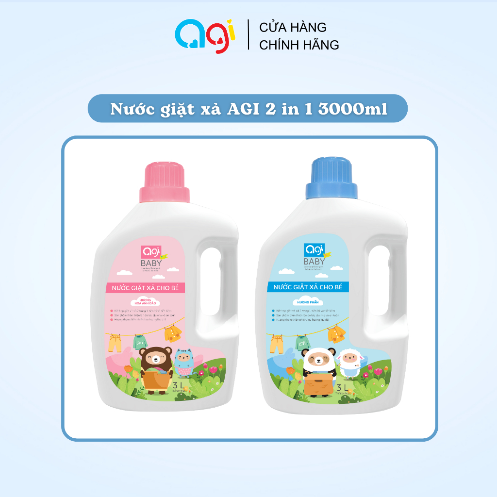 Nước giặt xả cho bé Agi 2 in 1 3000ml