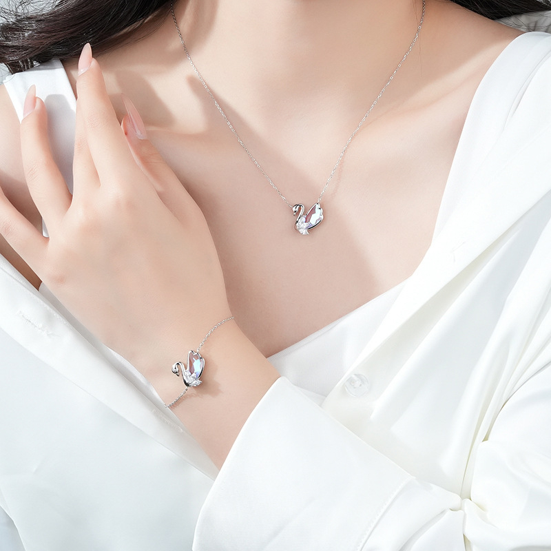 Dây chuyền bạc nữ 925 đính đá zirconia thiên nga cổ tích - DB2855 - Bảo Ngọc Jewelry