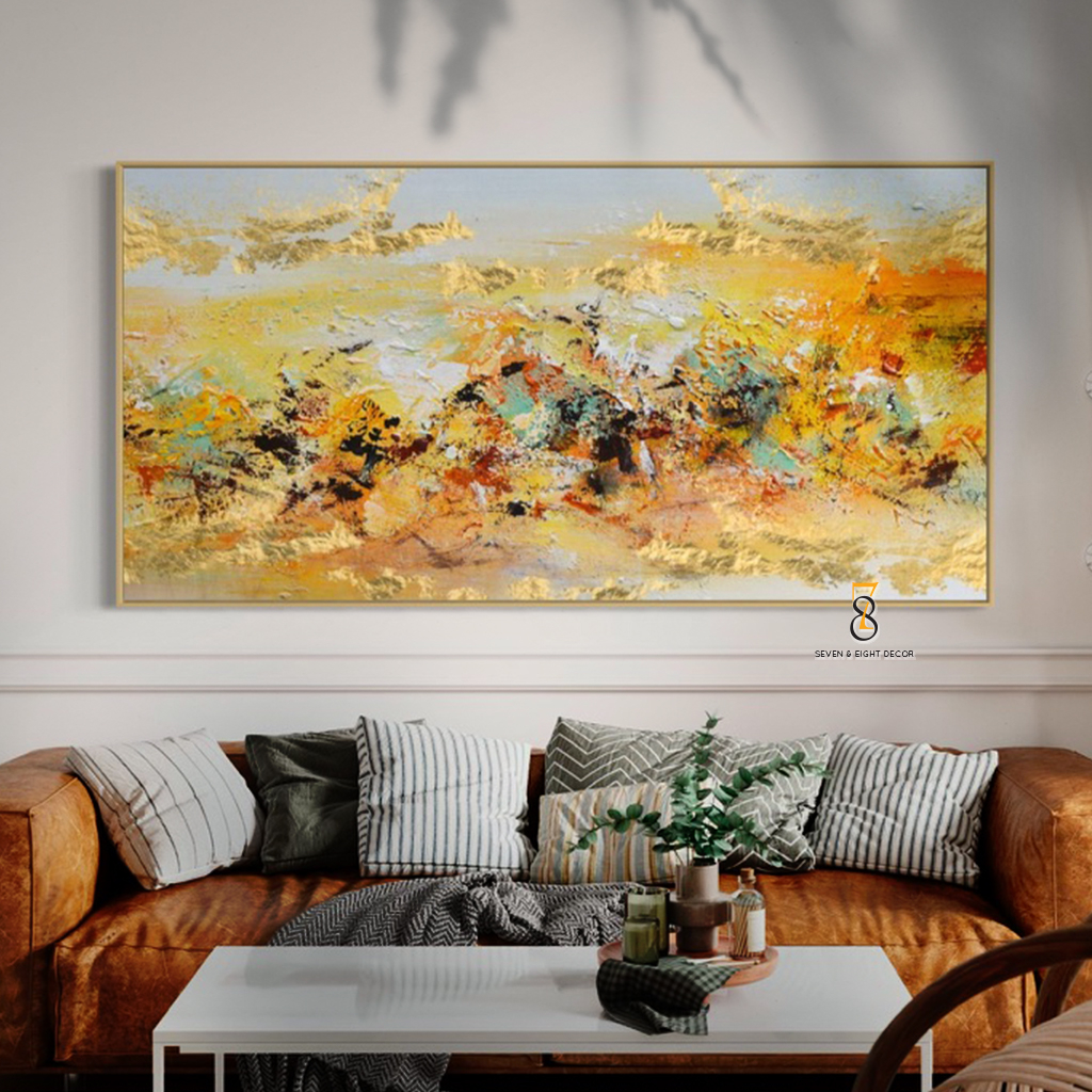 Tranh Canvas | Trừu Tượng Phong Cách Sơn Dầu | Oil Abstract 1FHOIL038 | Tranh Căng Khung Cao Cấp | Tặng Kèm Đinh Đa Năng
