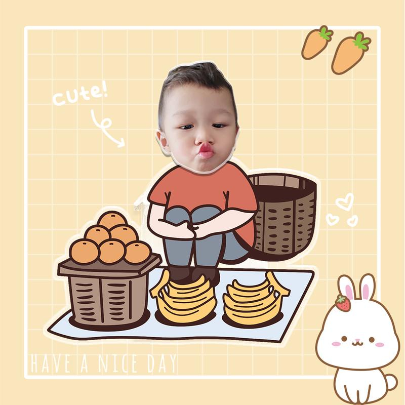 Mô hình standee lắc đầu chạy pin ghép mặt bé theo yêu cầu chibi cute làm quà tặng, trang trí ô tô, để bàn