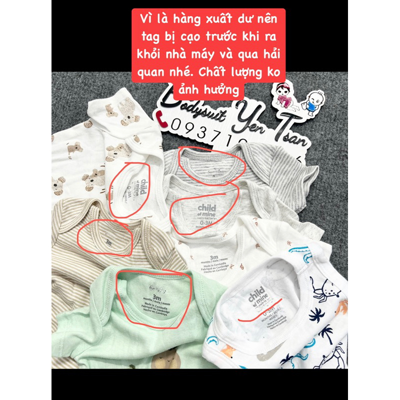 Bodysuit ngắn tay, dài tay cho bé, Body chip sơ sinh chất cotton mềm, thấm hút mồ hôi tốt
