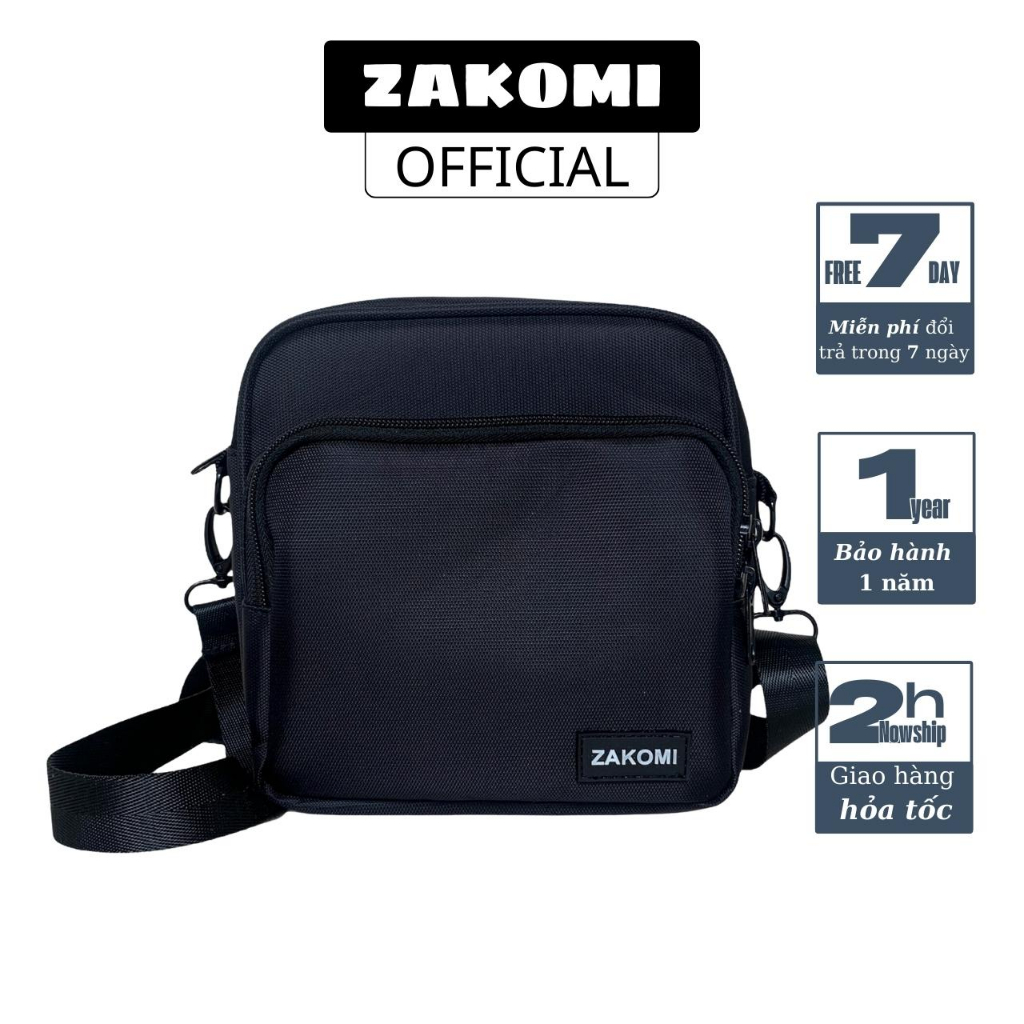 Túi đeo chéo 2 ngăn Zakomi (ZTĐC02) kích thước 19x18x8cm, vải chống nước -bảo hành 12 tháng