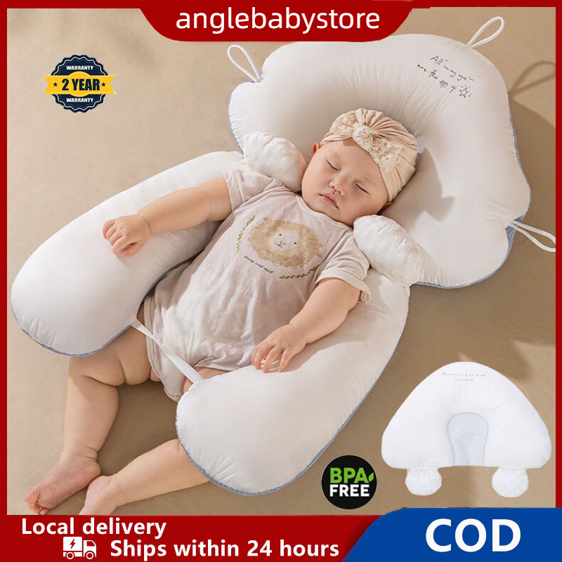 Gối Chữ U Cho Bé Sơ Sinh Gối Ngủ Định Hình Đầu Chống Bẹp Đầu Cho Bé Sơ Sinh 0-2 Tuổi Có Dây Rút Điều Chỉnh