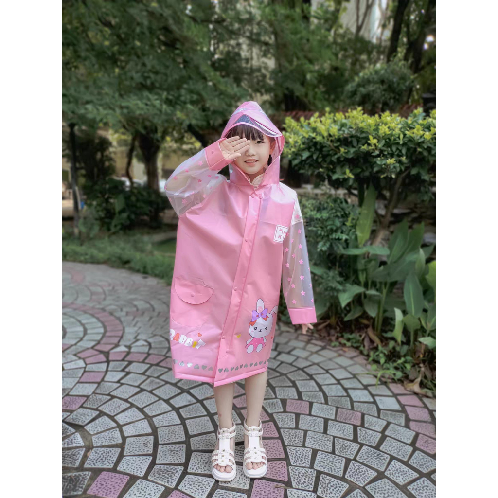Áo mưa trẻ em phản quang có mũ , chống nước tốt, không mùi nhựa, hàng loại 1 cho bé