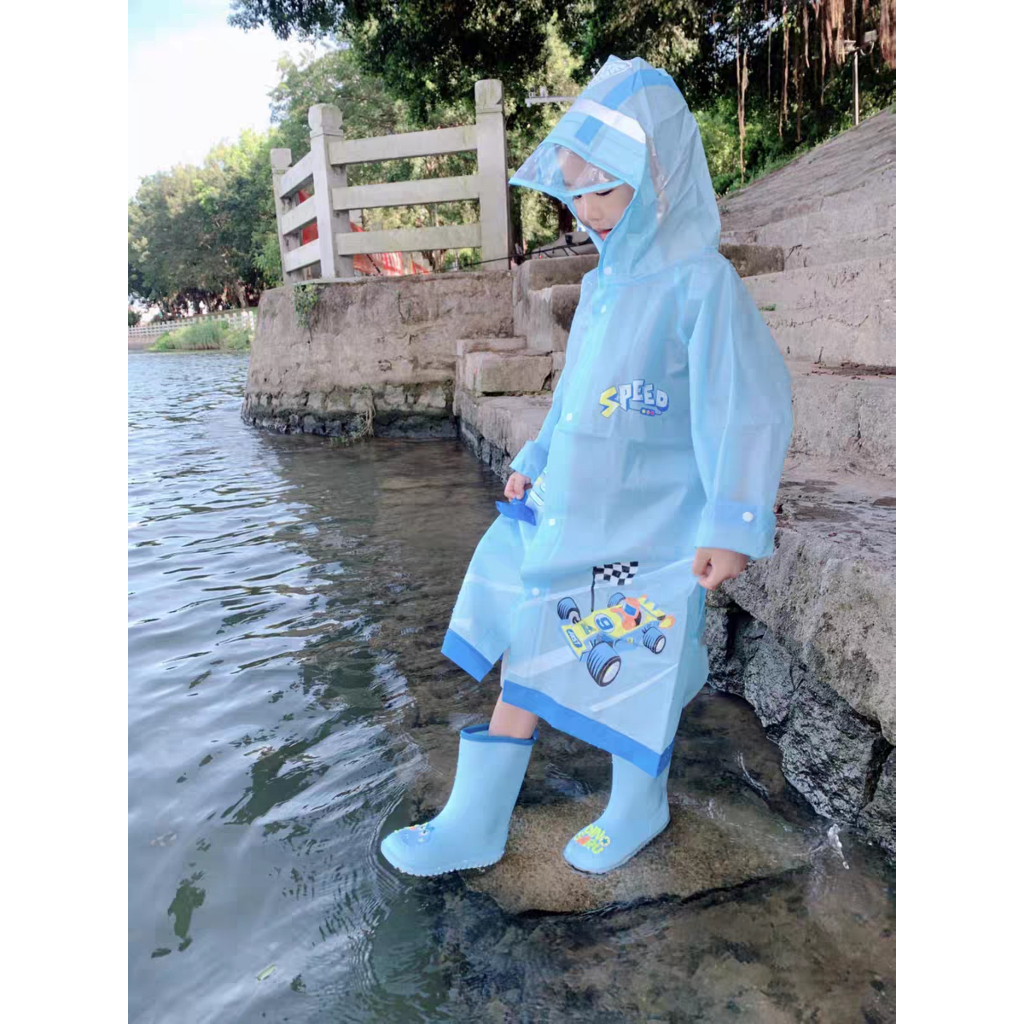 Áo mưa trẻ em phản quang có mũ , chống nước tốt, không mùi nhựa, hàng loại 1 cho bé