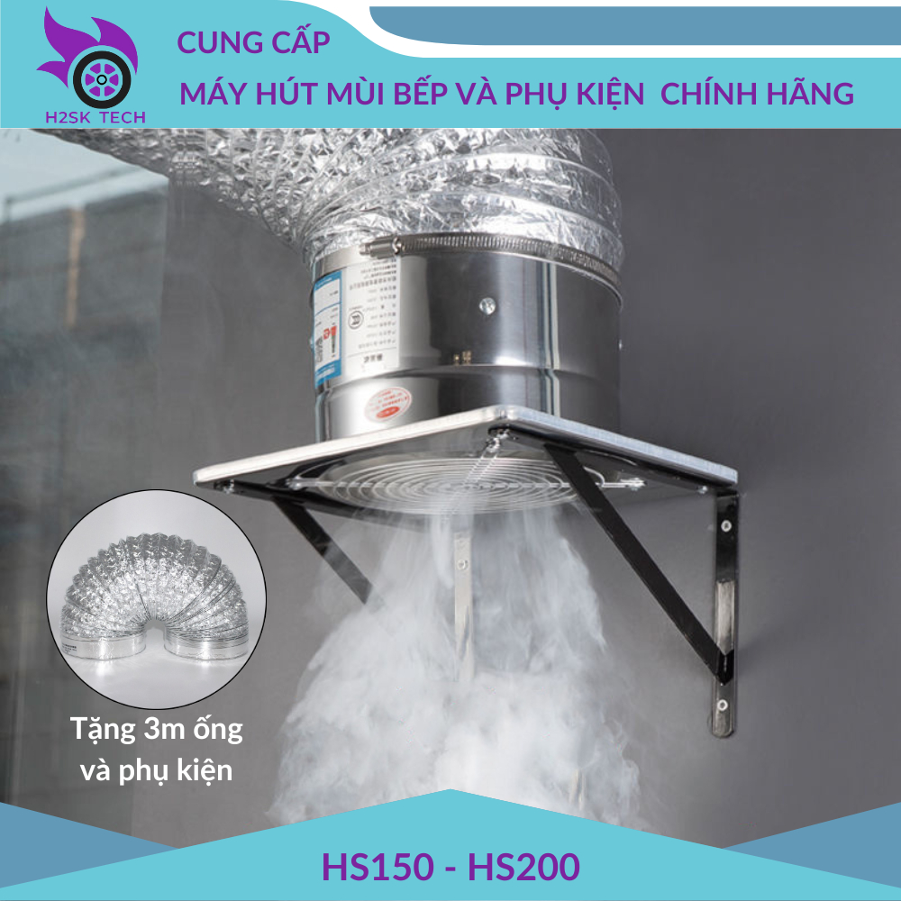 Máy hút khói bếp giá rẻ HS150 - HS200 h2sk, máy hút mùi bếp nhỏ gọn