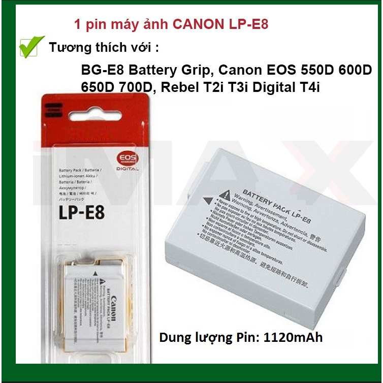 PIN MÁY ẢNH FOR CANON LP-E8