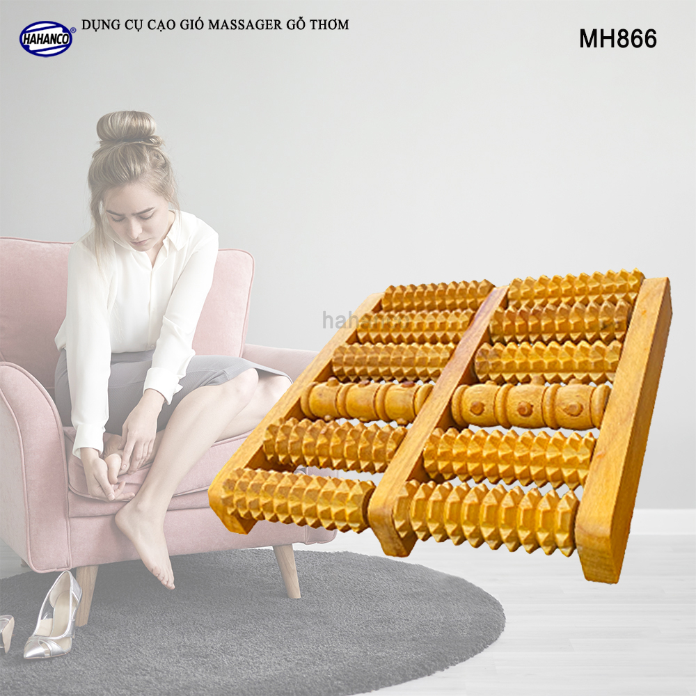 BÀN LĂN MASSAGE CHÂN/TAY- BẰNG GỖ (01 TRỤC NÚT 05 TRỤC GAI) GIÚP LƯU THÔNG MÁU- MH866