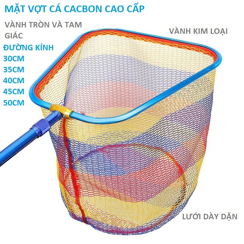 Mặt Vợt Cá Săn Hàng Siêu Bền Tròn+Tam Giác , Vành vợt săn hàng 40cm, 45cm, 50cm