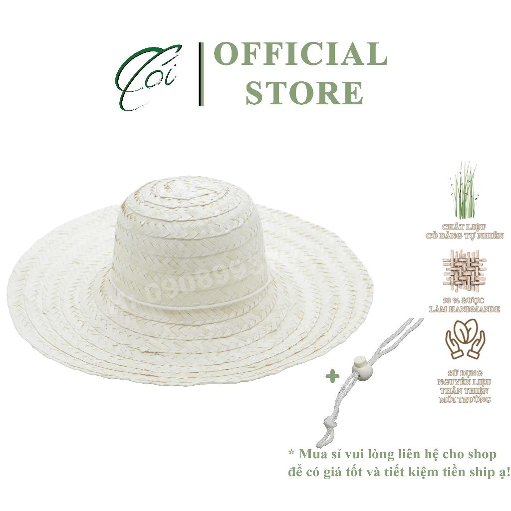 Nón Cói, Nói du lịch, Nón đi biển, Nón xoay trắng đầu Tròn vành rộng che nắng tốt