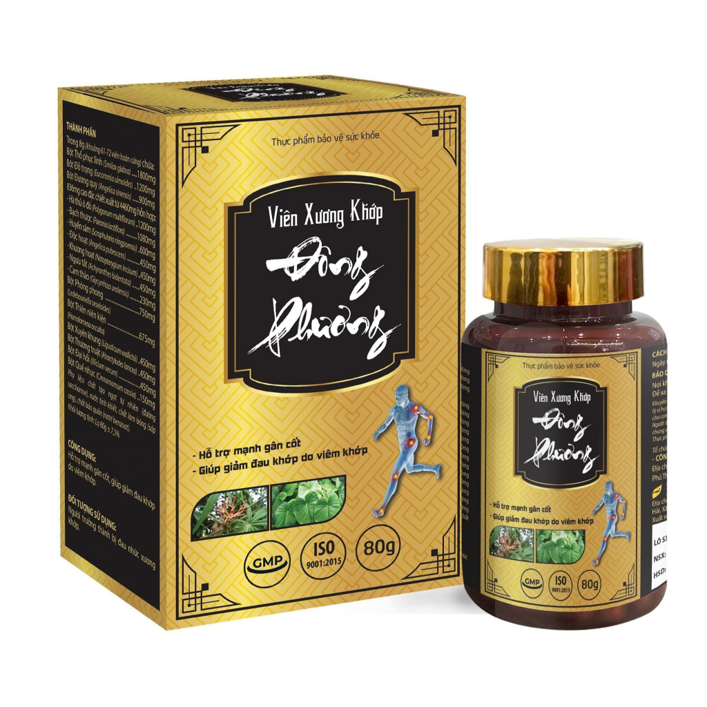 Viên xương khớp Đông Phương hỗ trợ giảm đau nhức xương khớp lưu thông khí huyết hộp, Viên uống xương khớp Hồng Tâm Đường