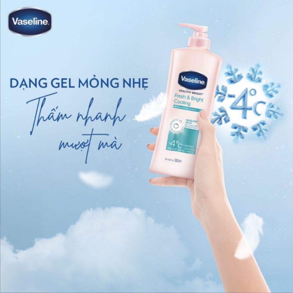 Sữa Dưỡng Thể Dịu Mát Hỗ Trợ Sáng Da Vaseline Fresh &amp; Bright Cooling 350ml