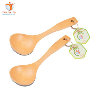 Bộ 2 vá canh gỗ beech lớn thanh tú 25cm
