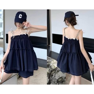 SET ÁO BABYDOLL XANH NAVY KÈM SHORT