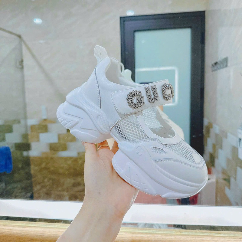 Giày thể thao Gu.cci quai dán đính đá- Hàng QC fullbox