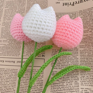 Hoa tulip bằng len handmade trang trí / quà tặng