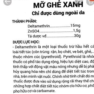 Ghẻ mỡ xanh bôi ngoài da chó mèo thỏ