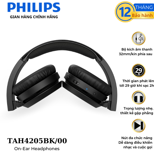Tai nghe Philips chính hãng Bluetooth TAH4205RD/00