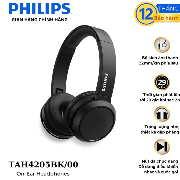 Tai nghe Philips chính hãng Bluetooth TAH4205RD/00