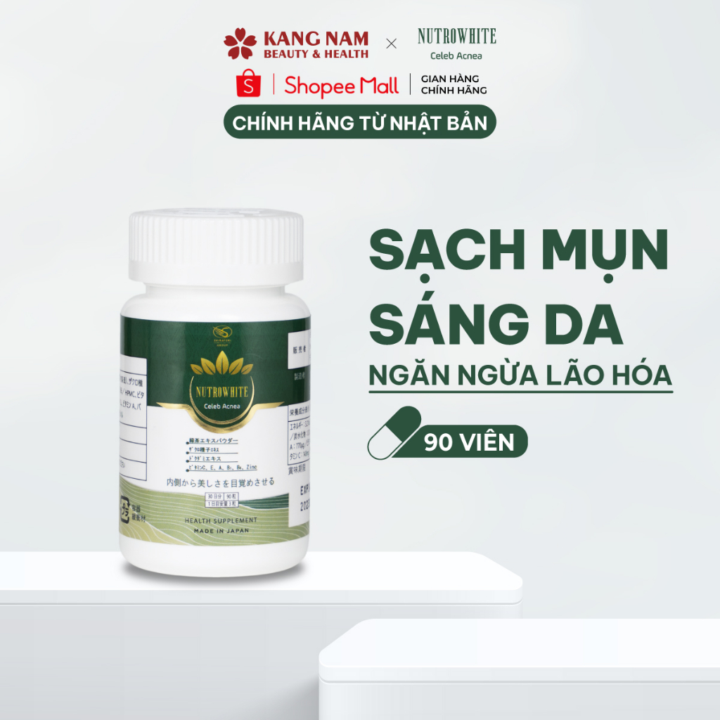 Viên Uống Giảm Mụn Sáng Da, Ngăn Ngừa Lão Hóa NUTROWHITE Celeb Acnea (Hộp/90 Viên)