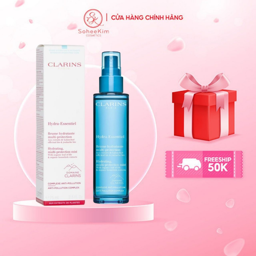 Xịt khoáng Clarins Hydra-Essentiel Hydrating Multi-Protection Mist Size Mini 20ml, Xịt khoáng dưỡng ẩm chuyên sâu caocấp