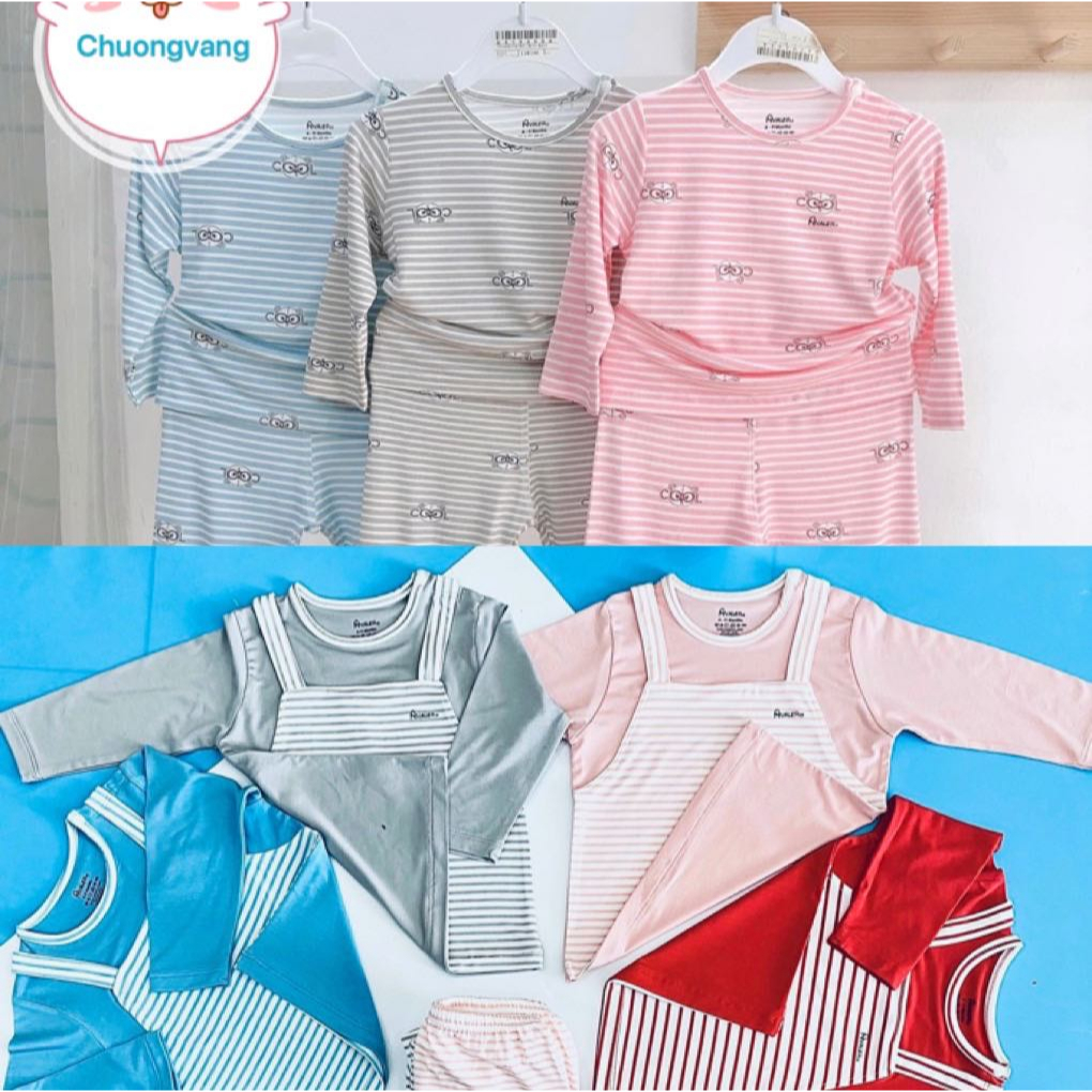 Bộ dài tay kẻ sợi tre cao cấp Avaler cho bé trai, bé gái 6 tháng đến 4 tuổi