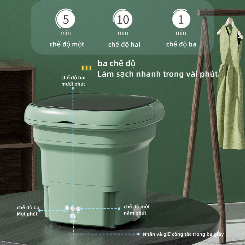 máy giặt mini Giỏ thoát nước có thể được sấy khô khử trùng bằng ánh sáng xanh rửa áp lực nhu yếu phẩm du lịchcóthểgậplại