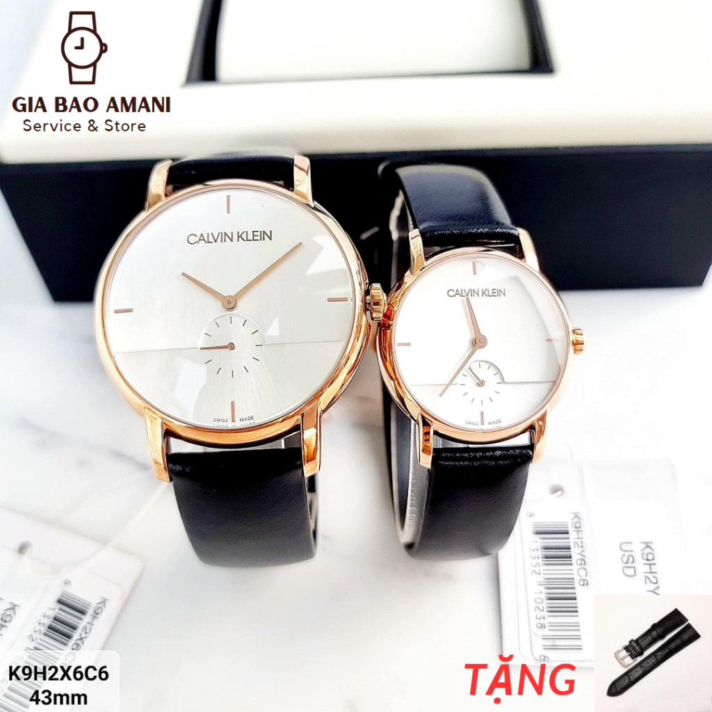 Đồng Hồ Đôi CALVIN KLEIN Quartz K9H2X6C6 vs K9H2Y6C6 Chính Hãng Tặng Dây Da Cao Cấp