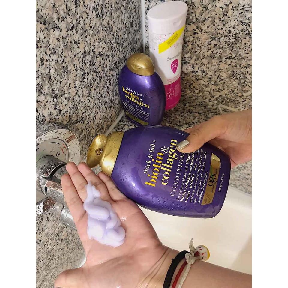 Dầu Xả Làm Dày Tóc, Dưỡng Tóc Bồng Bềnh Chắc Khoẻ OGX Thick & Full + Biotin & Collagen 385ml