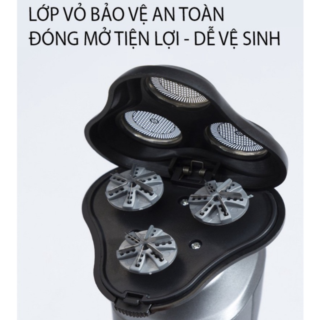 Máy cạo râu nam Shaver 9D 4in1 kiêm tỉa lông mũi cao cấp, 3 lưỡi dao kép, công nghệ chống nước IPX7 bảo hành 12 tháng