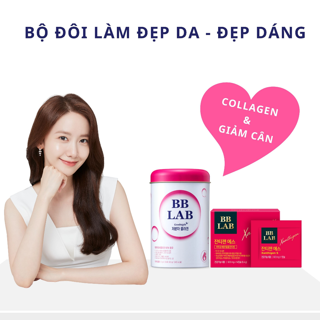 Combo Viên Uống Giảm Cân Và Bột Uống Ban Đêm BB LAB Giúp Sáng Da, Đẹp Dáng, Trẻ Khỏe Từ Trong Ra Ngoài 14-30 Gói/Hộp