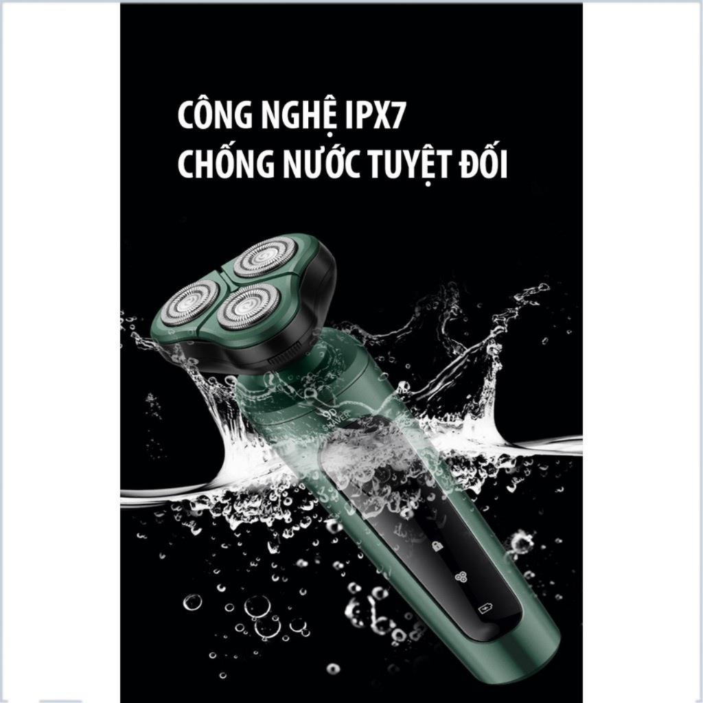 Máy cạo râu nam Shaver 9D 4in1 kiêm tỉa lông mũi cao cấp, 3 lưỡi dao kép, công nghệ chống nước IPX7 bảo hành 12 tháng