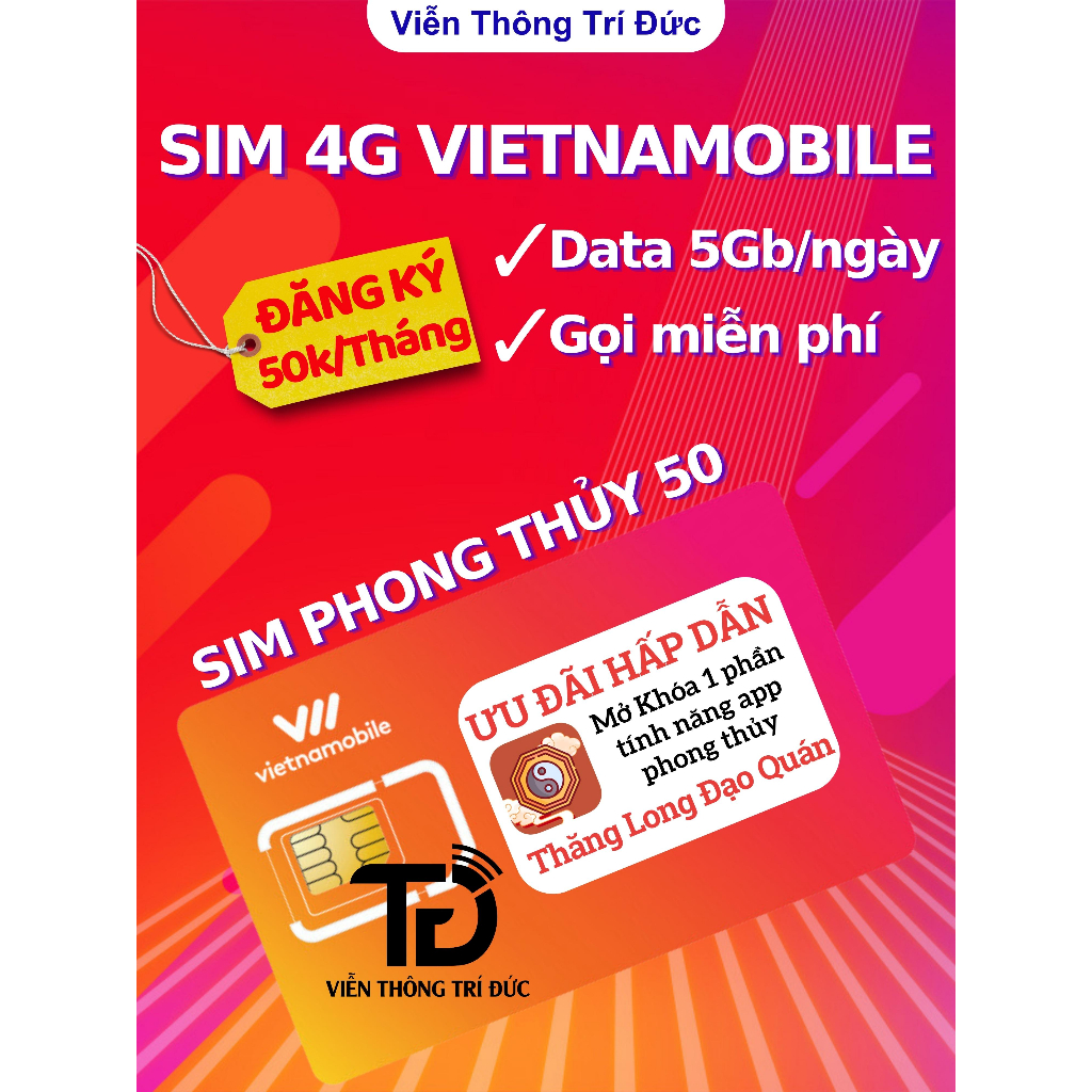 Sim 4G Vietnamobile - Sim Phong Thủy 50/99/139 - Data Tốc Độ Cao 5Gb/7Gb/10Gb - Miễn Phí Gọi - ĐĂNG KÝ CHÍNH CHỦ