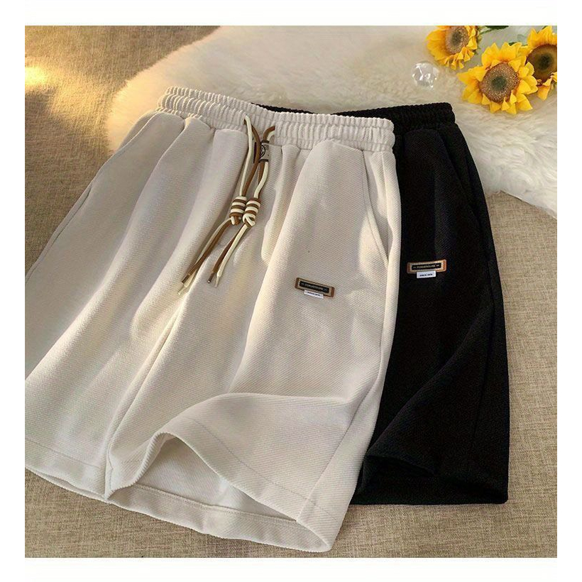 Quần Short nam nữ mác cao su, chất vải mới mềm mát, thiết kế đơn giản dây rút bản đôi xu hướng 2023